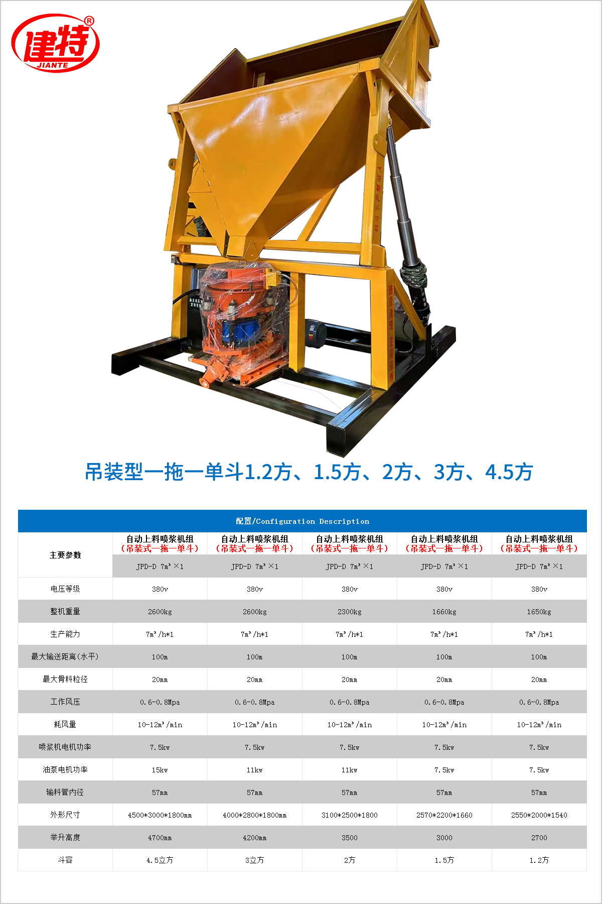 01-吊装式一拖一单斗JPD-D 7m³×1（1.5方、2方、3方）